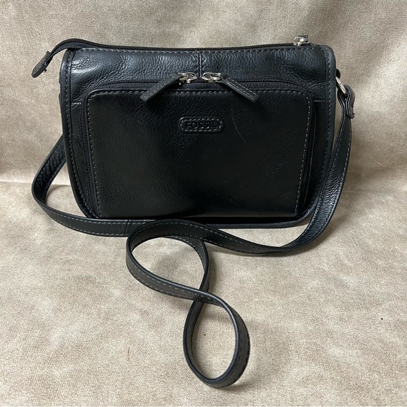 Vintage Black Fossil Purse with Strap - Picture 1 of 9